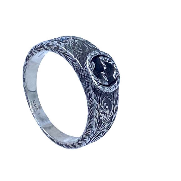 Authentic Gucci Sterling Silver GG Open Ring - Size 9.5 - Picture 1 of 8